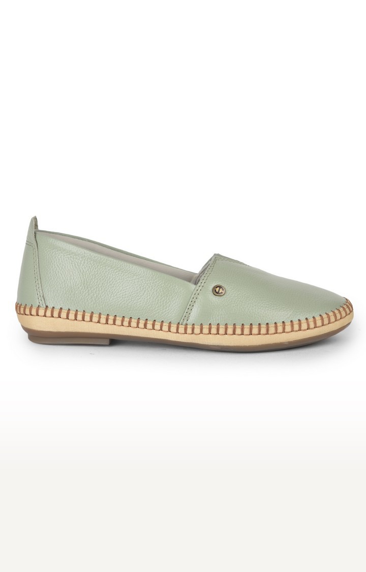 Women's Green Slip on Round Toe Ballerinas