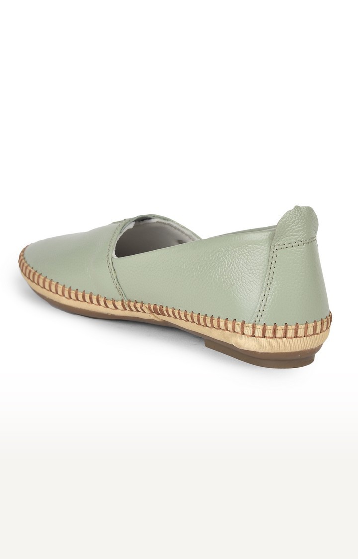 Women's Green Slip on Round Toe Ballerinas