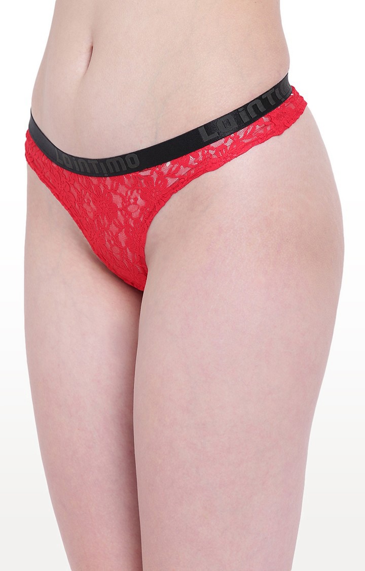 Red Lacy Affair Thong Panty