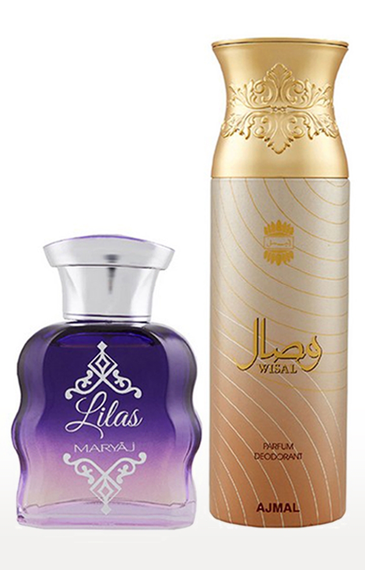 Ajmal | Maryaj Lilas Eau De Parfum Perfume 100ml for Women and Ajmal Wisal Deodorant Musky Fragrance 200ml for Women 0