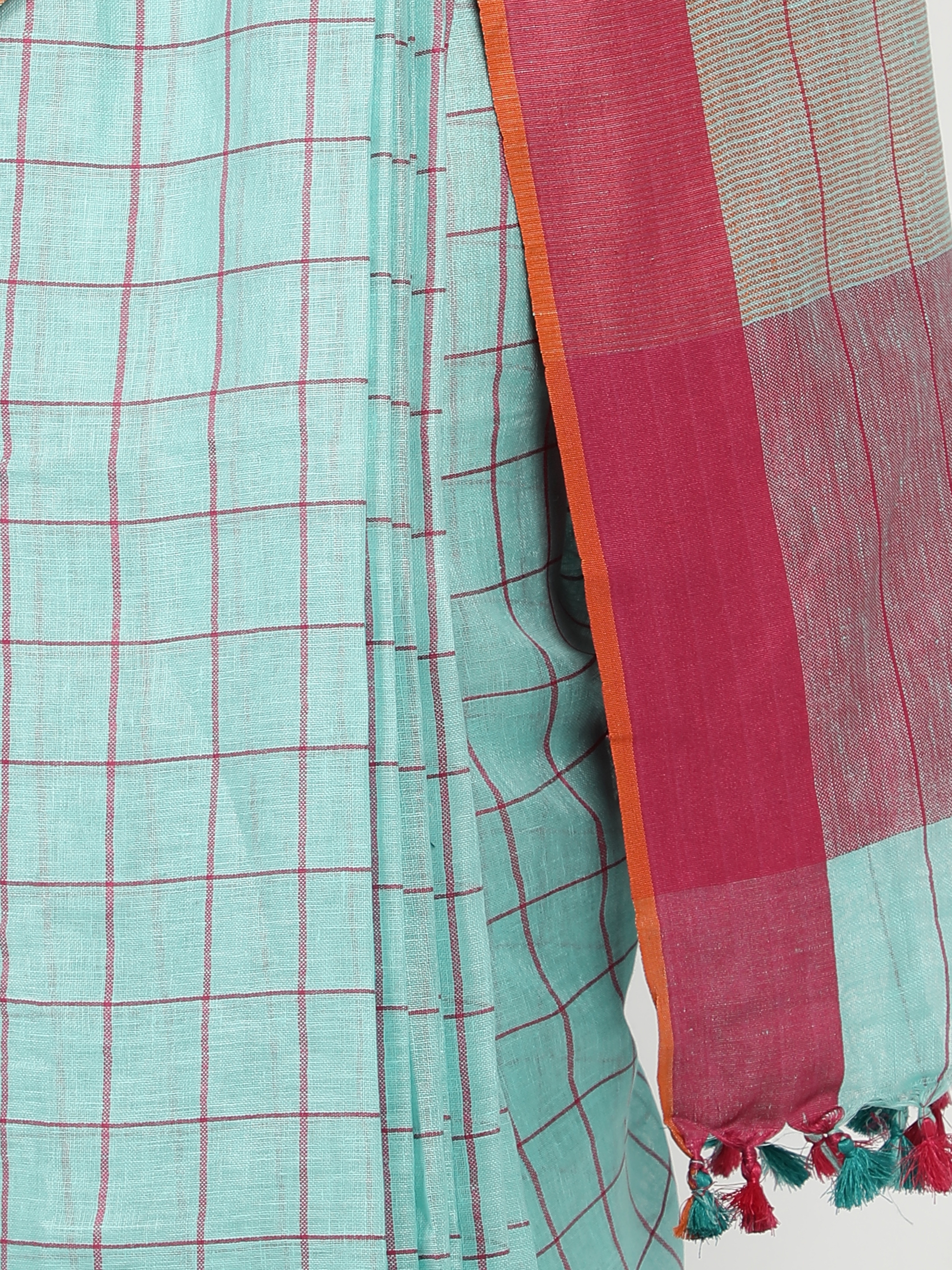 Loophoop | Checkered Linen Saree with blouse 2