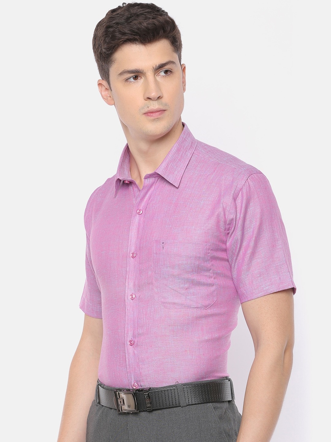 Ramraj Cotton | RAMRAJ COTTON Men Purple Slim Fit Solid Casual Shirt 2