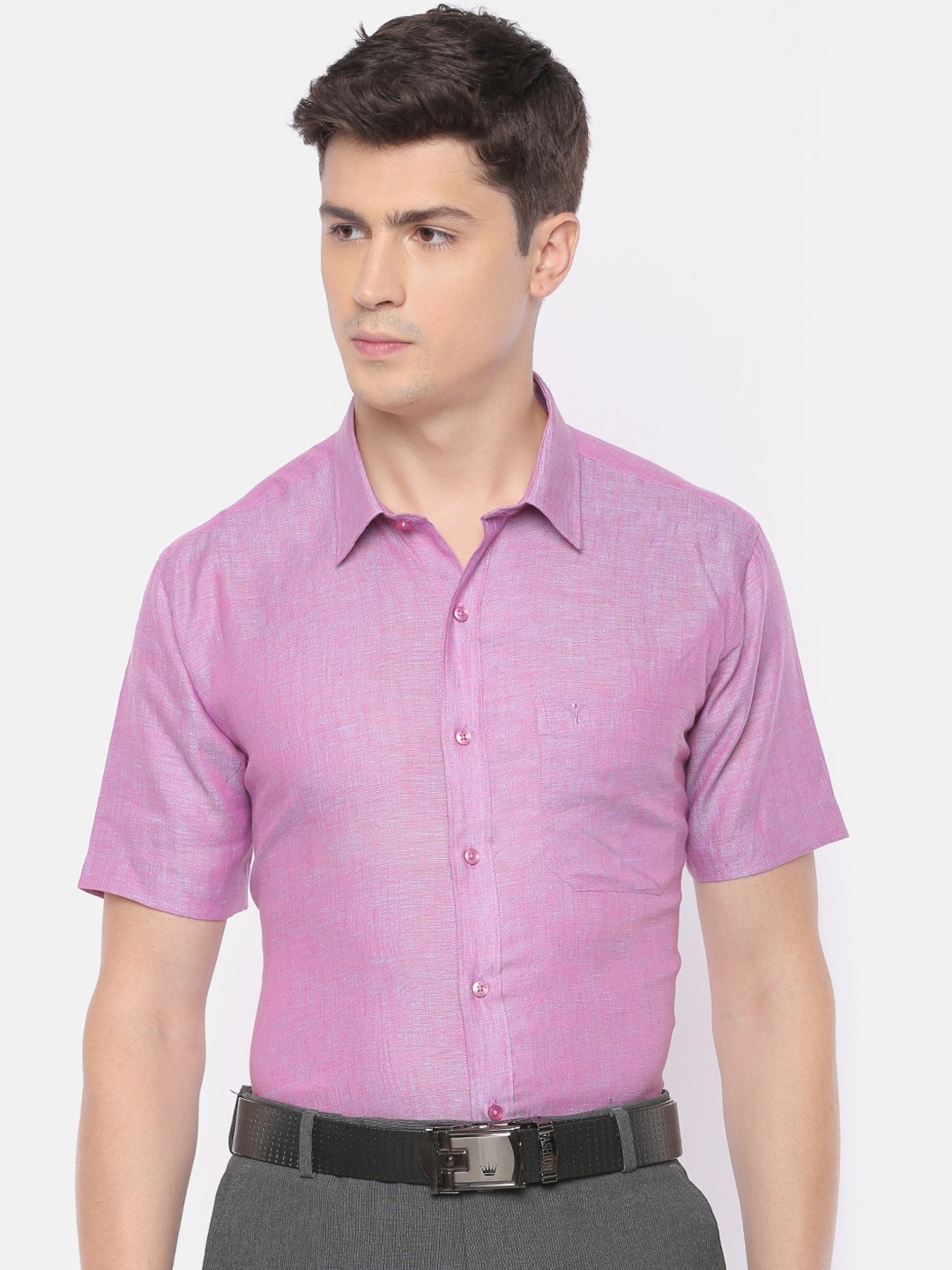 Ramraj Cotton | RAMRAJ COTTON Men Purple Slim Fit Solid Casual Shirt 0