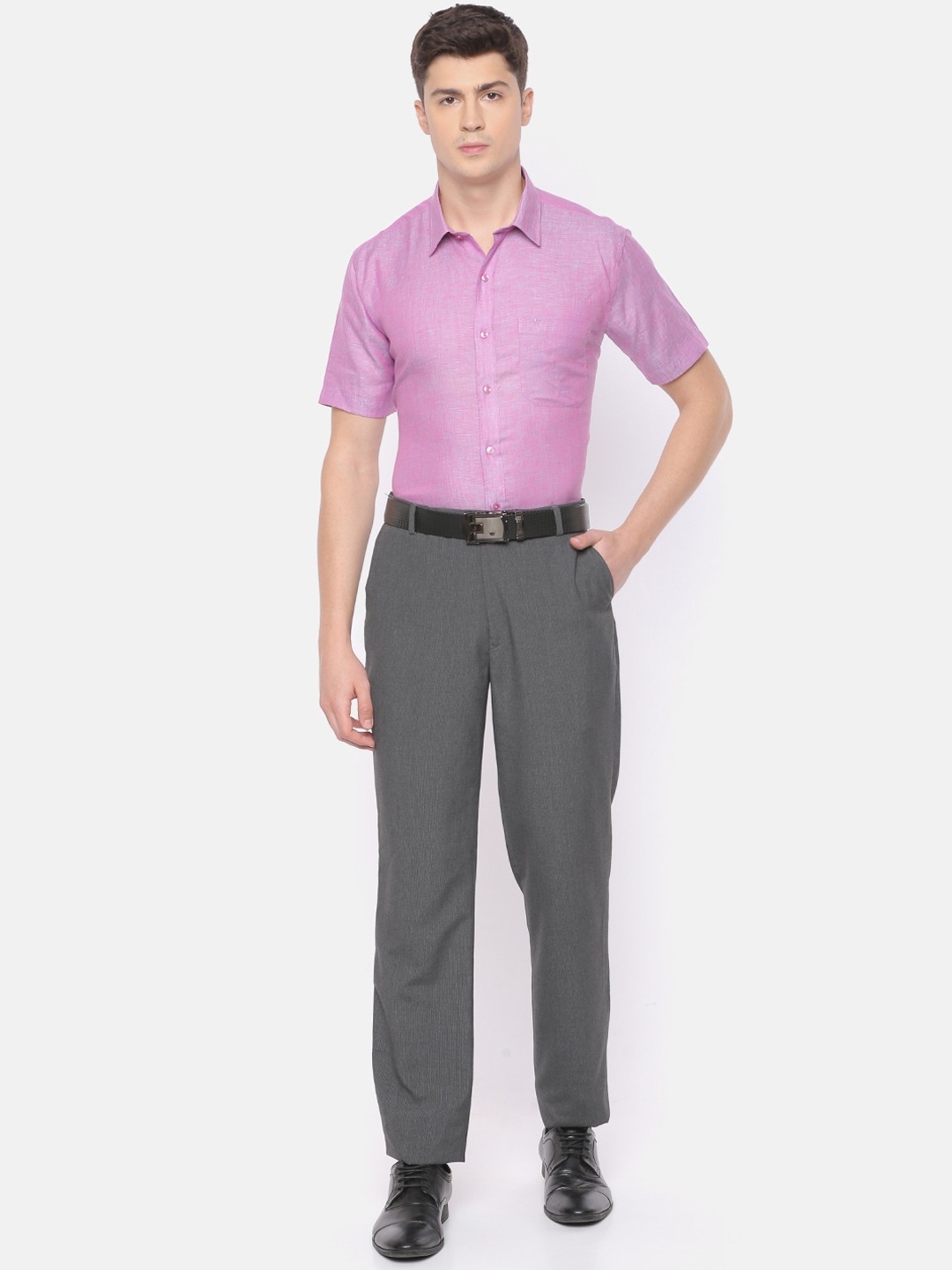 Ramraj Cotton | RAMRAJ COTTON Men Purple Slim Fit Solid Casual Shirt 4
