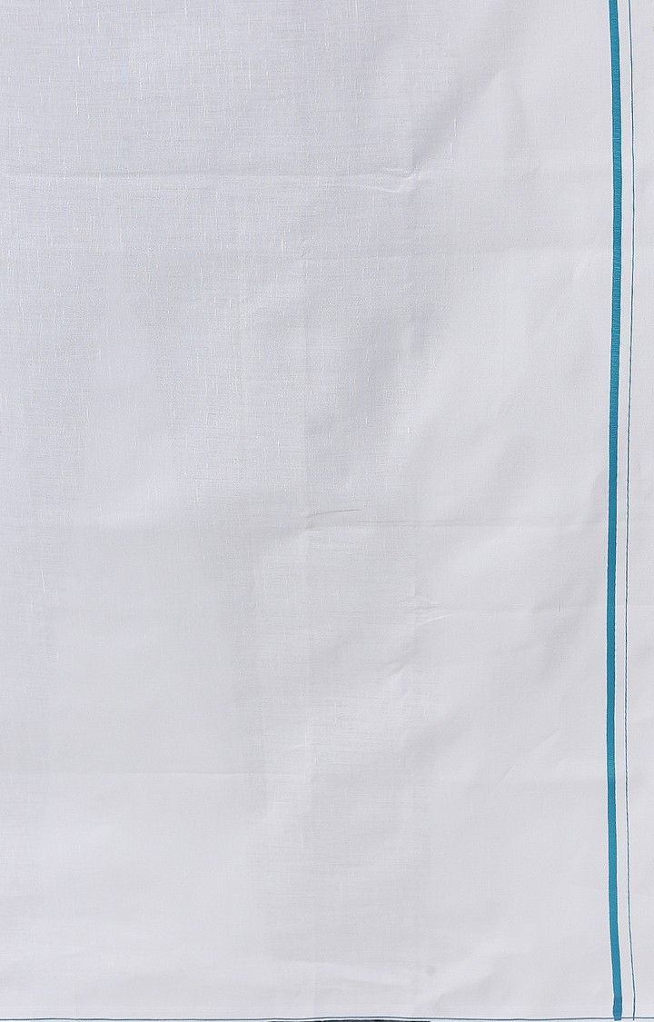 Ramraj Cotton | White Blue Border Solid Dhotis 3