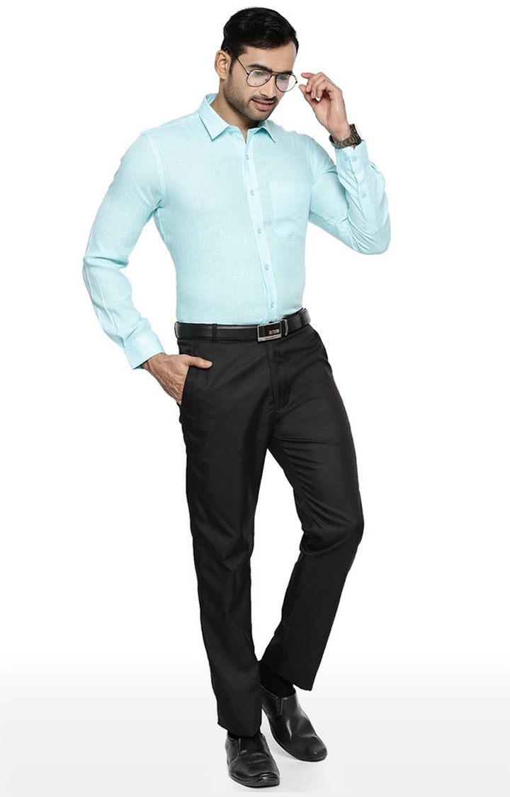 Ramraj Cotton | Blue Solid Casual Shirts 3