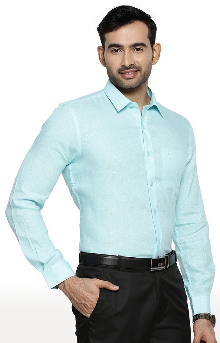 Ramraj Cotton | Blue Solid Casual Shirts 1