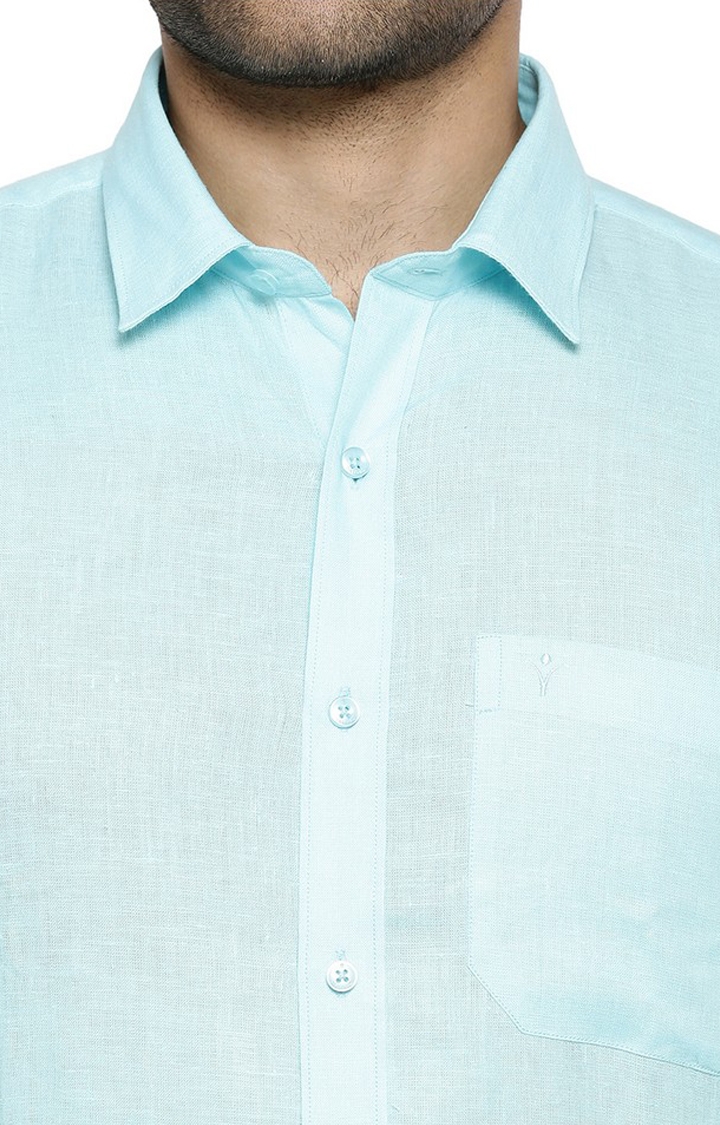 Ramraj Cotton | Blue Solid Casual Shirts 4