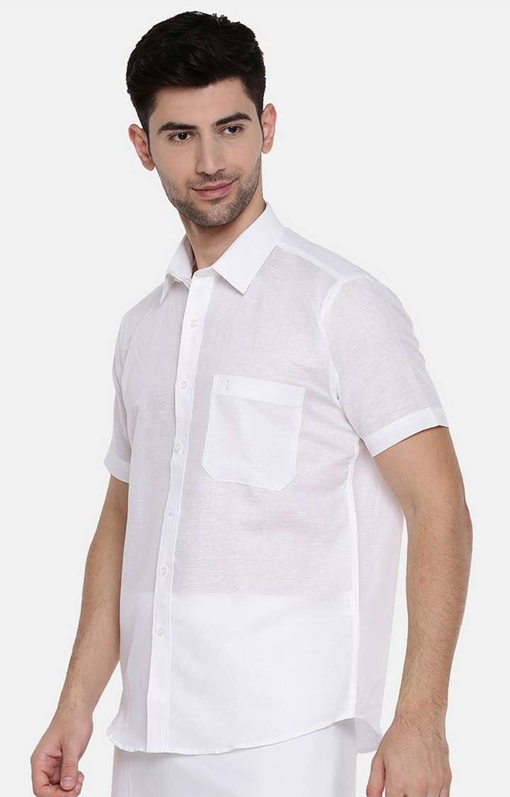 Ramraj Cotton | White Solid Casual Shirts 1