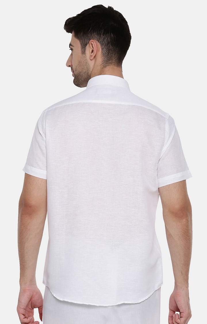 Ramraj Cotton | White Solid Casual Shirts 2