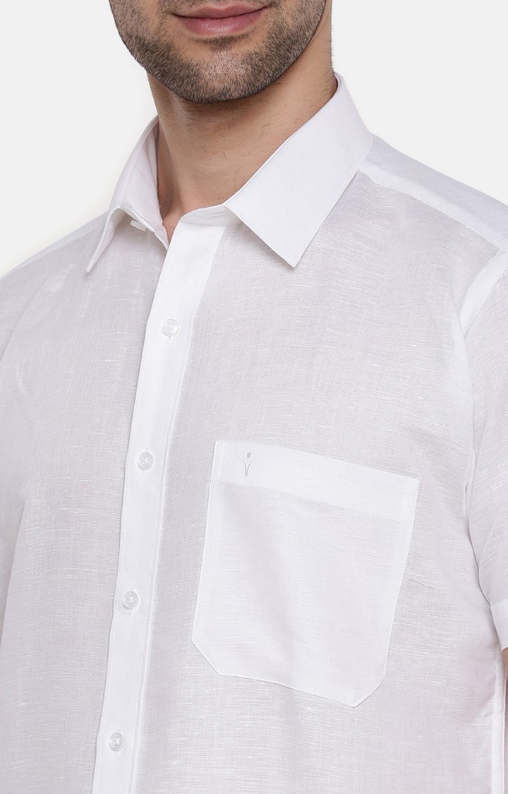Ramraj Cotton | White Solid Casual Shirts 4