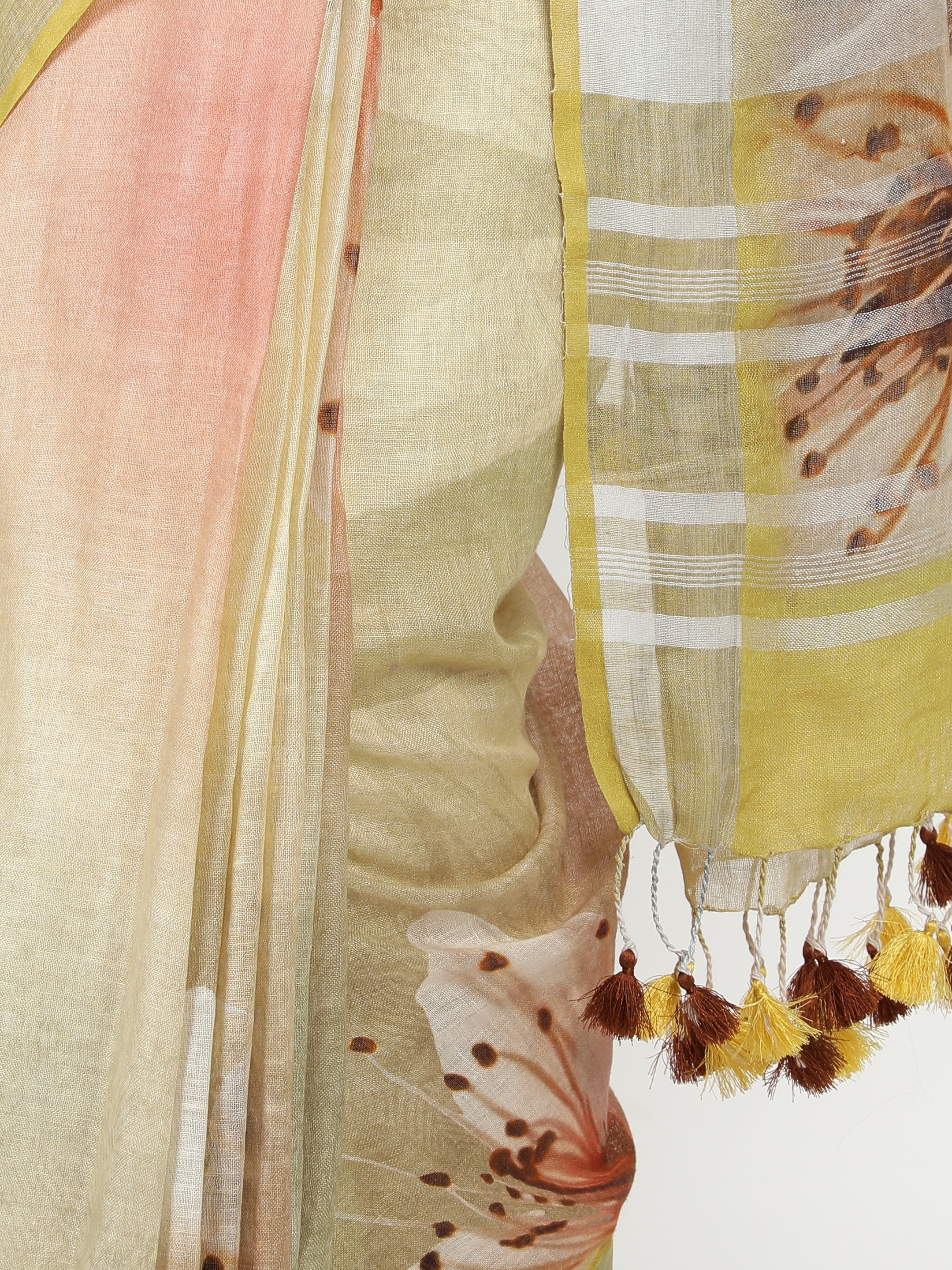 Loophoop | Digital Printed Linen Saree with Blouse 2