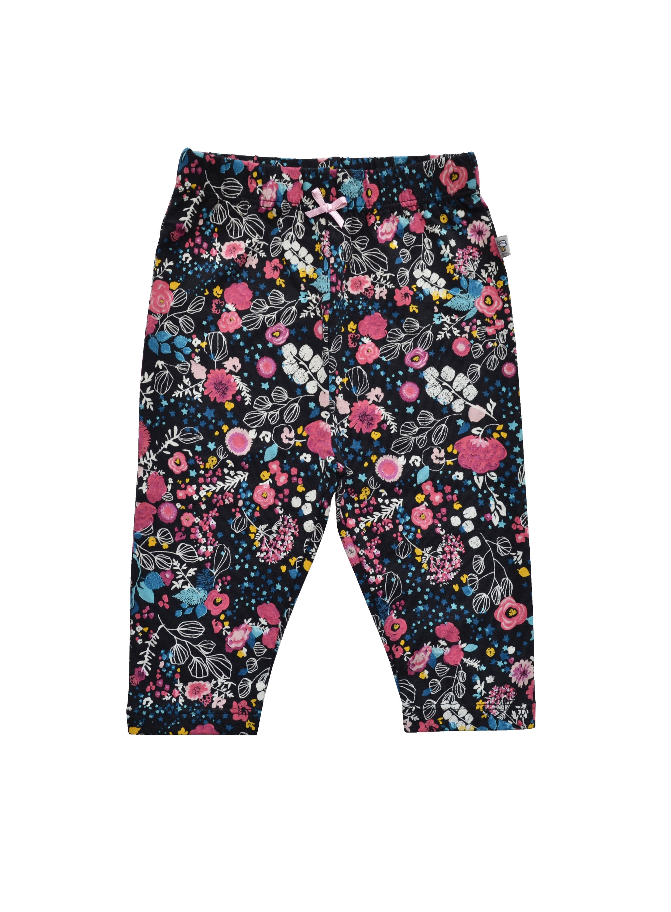 Babeez | Girls Allover Flower Print On Grey Legging (95%Cotton 5%Elasthan Jersey) undefined