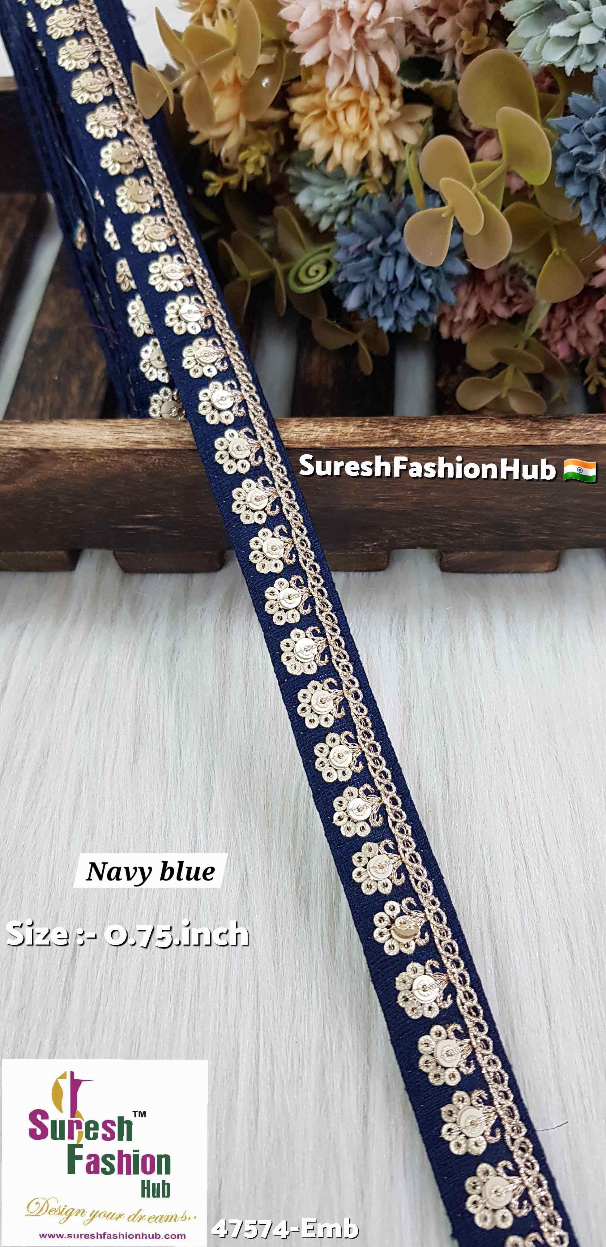 Embroidery Navy Blue  Surat Silk