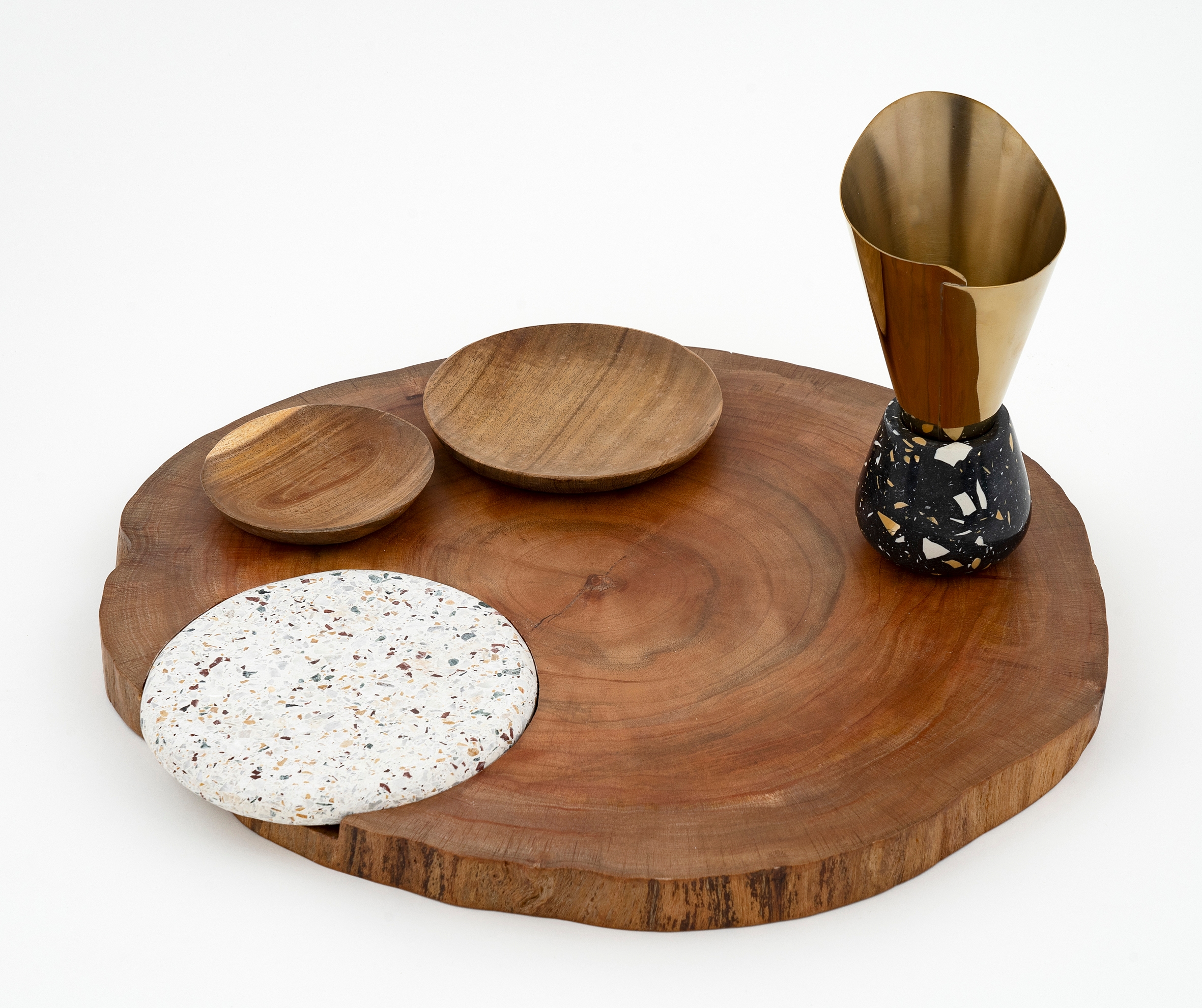 Askew Terrazzo Platter with Cone with Black Terrazzo Base