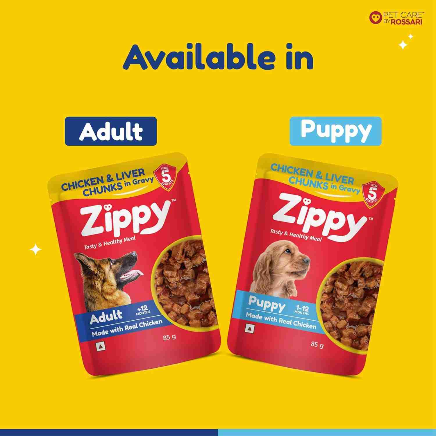 Zippy Puppy Chicken & Liver Chunks In Gravy for Dogs 85gm