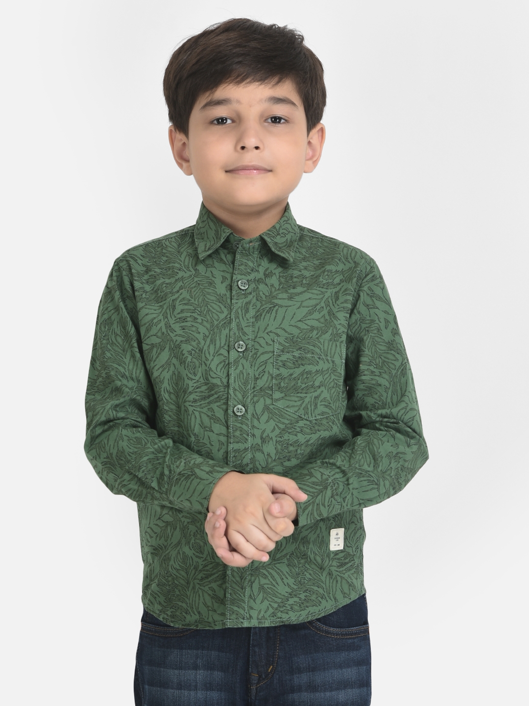Crimsoune Club | Crimsoune Club Boy Green Floral Printed Shirt 0