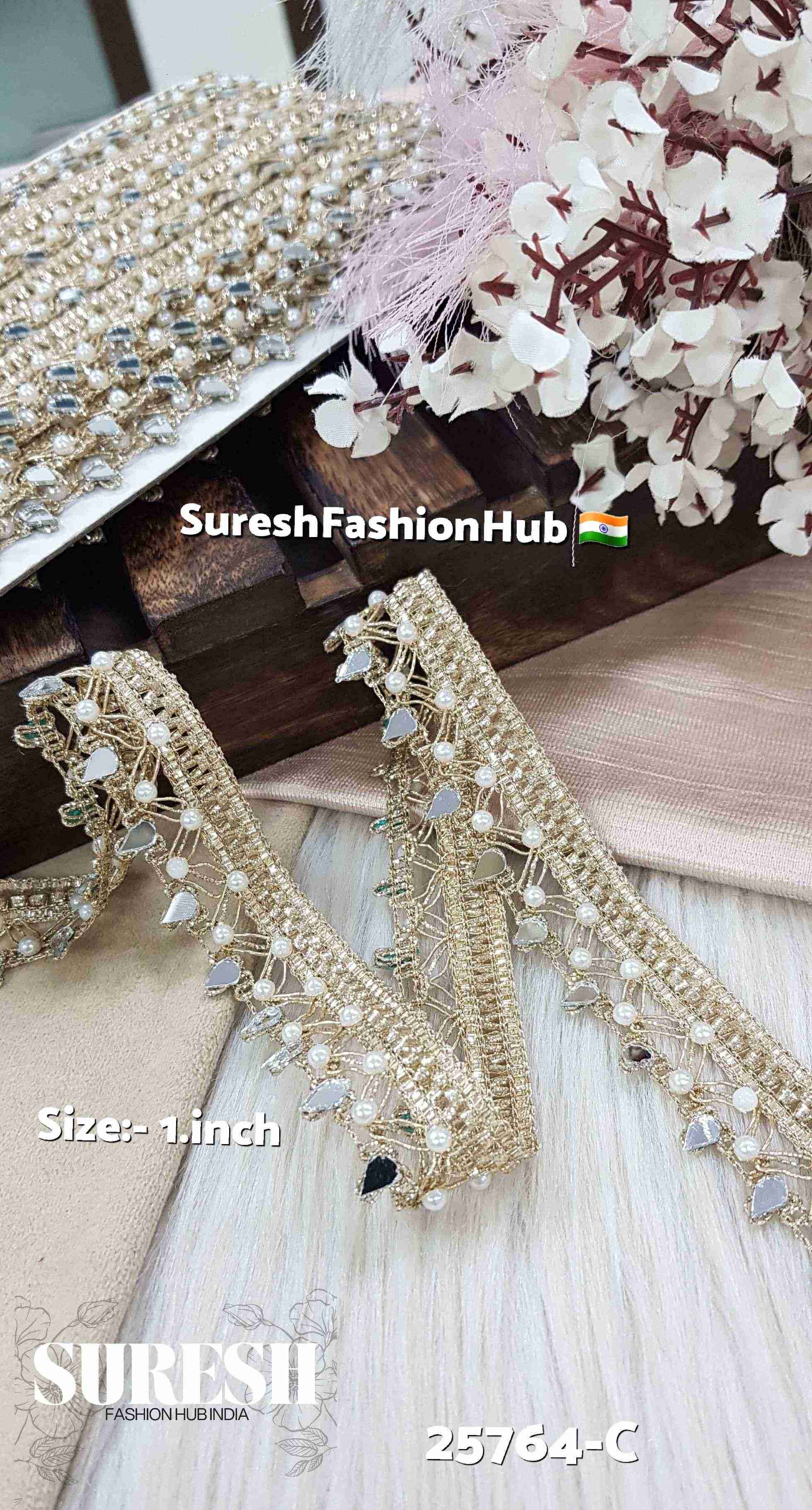 Gleaming Elegance Mirror & Pearl Jhalar Lace