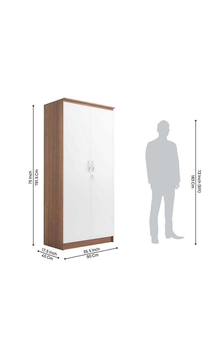 neudot Dallas Engineering Wooden Wardrobe Almirah for Cloth with 2 Doors | Almirah for Clothes Wooden | Wardrobe Organizer | Multipurpose Almirah | Leon Teak, Model - Dallas 1 Year Warranty
