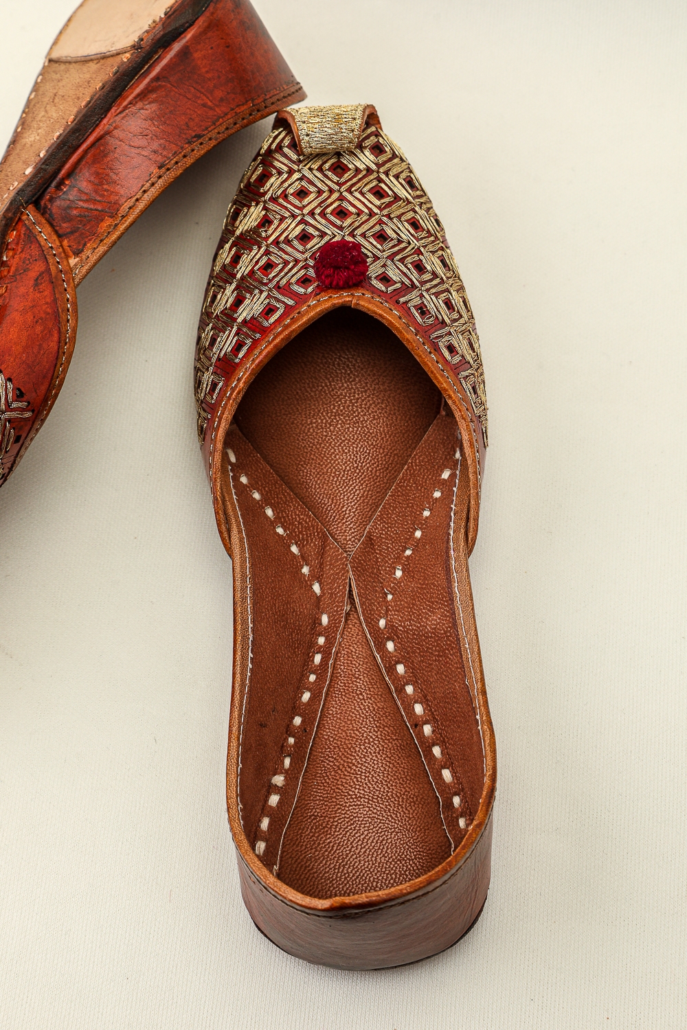Handcrafted Leather mojaris with Embroidery