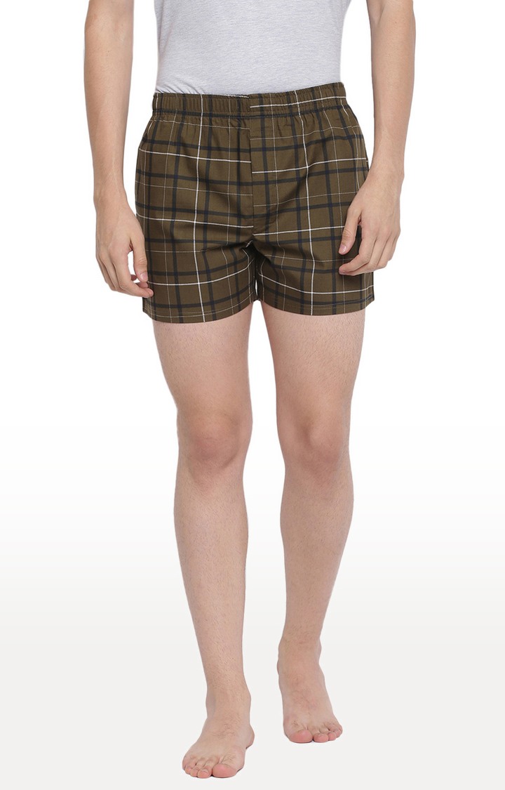Olive Checkered Cotton Boxer
