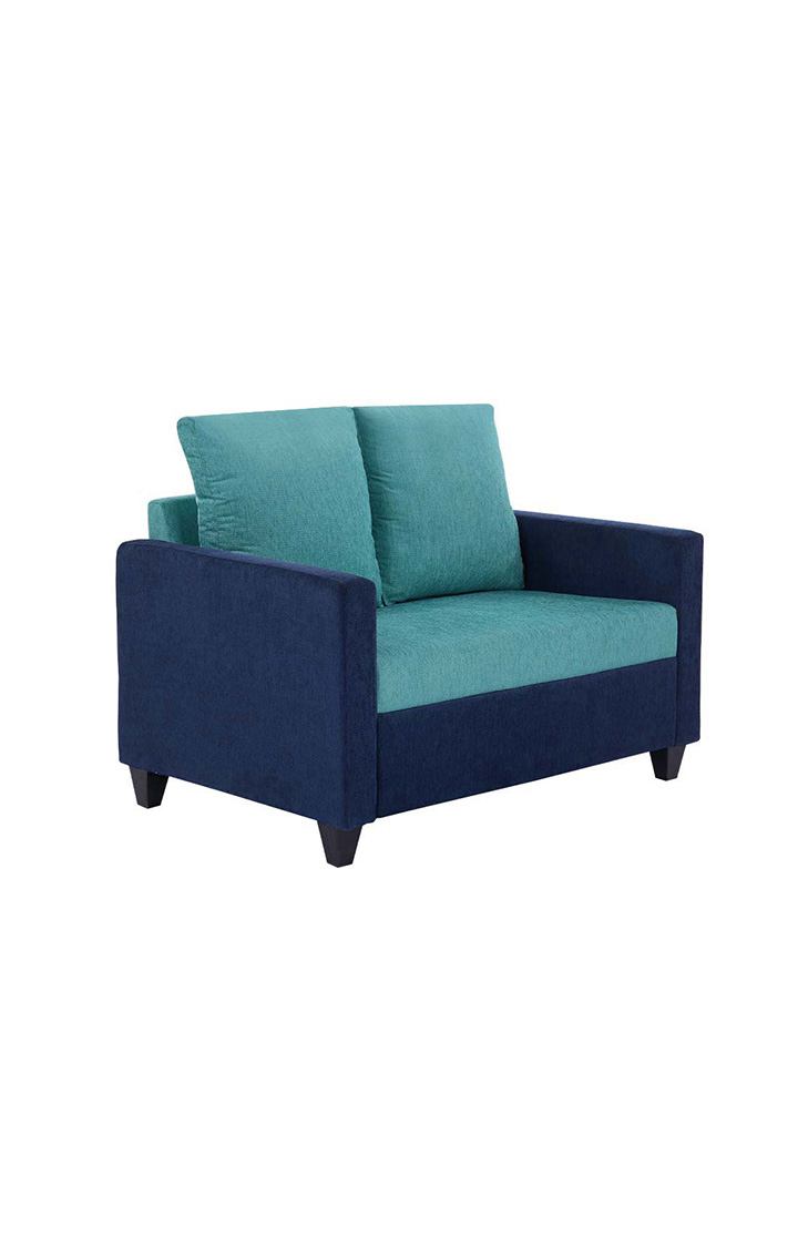neudot Saya Dual Color Sofa for Living Room |2 Persons Sofa|Premium Fabric with Cushioned Armrest | Solid Wood Frame|2 Seater in Saya Duo Teal Color
