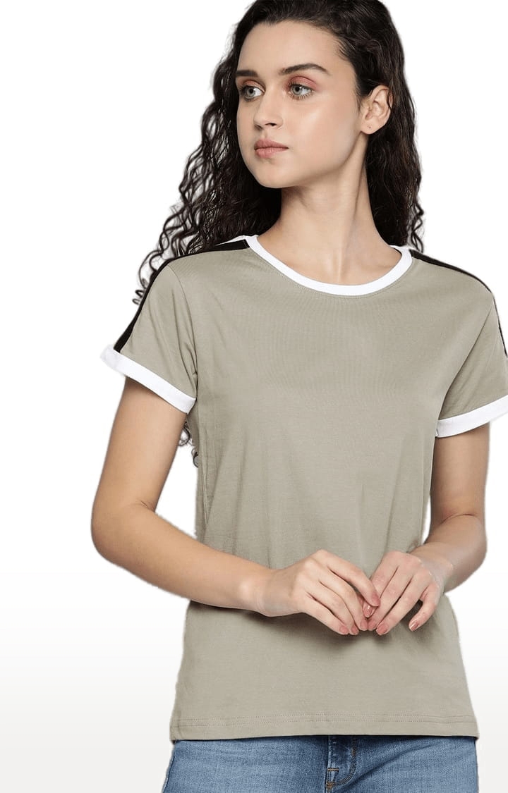 Dillinger | Women's Olive Green Cotton Solid Regular T-Shirt 0
