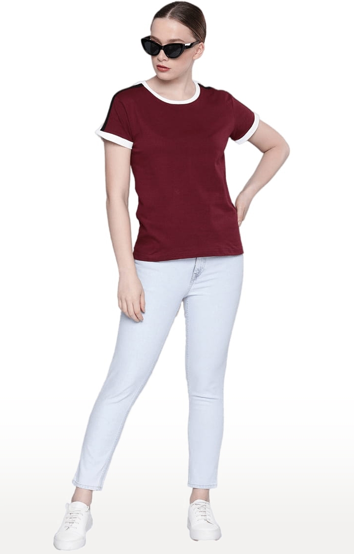 Dillinger | Women's Red Solid Regular T-Shirts 1