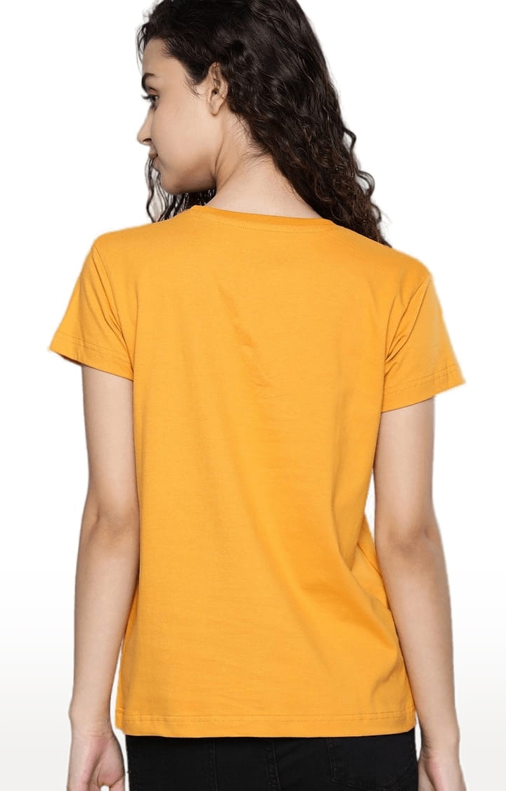 Dillinger | Women's Yellow Typographic Regular T-Shirts 3