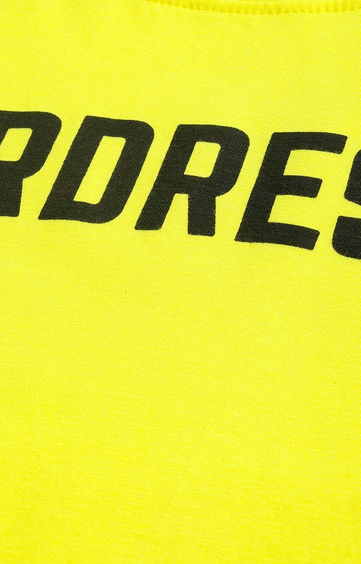 Dillinger | Women's Yellow Typographic Oversized T-Shirts 4