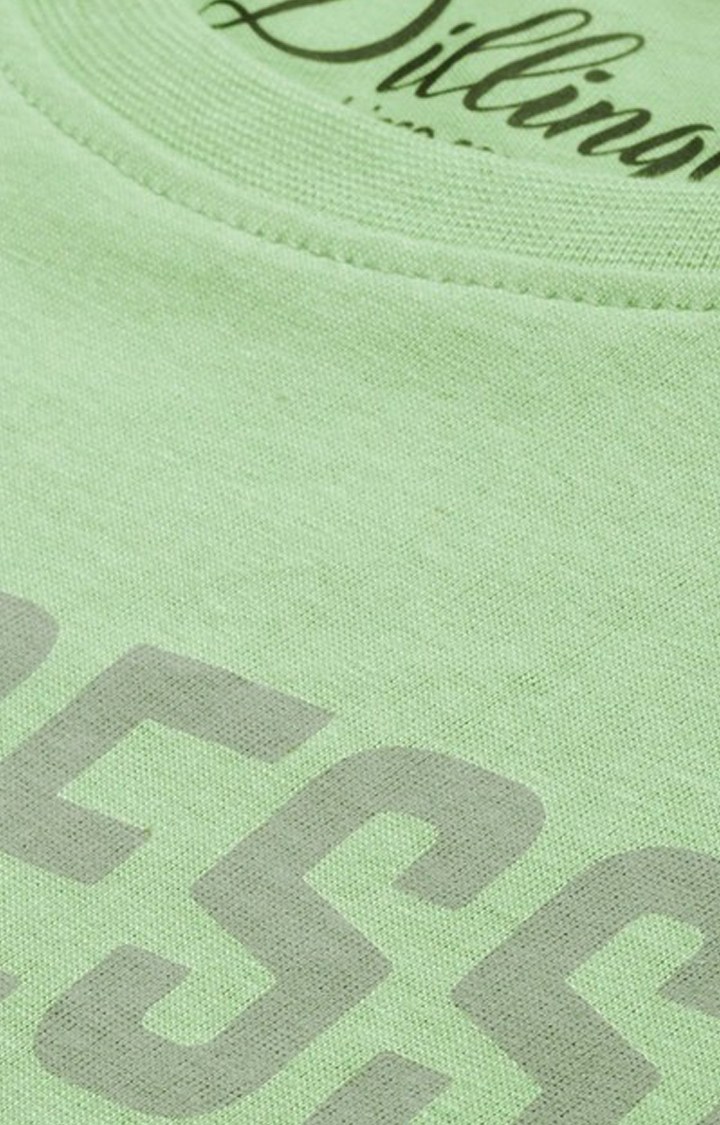 Women's Green Cotton Typographic Printed Oversized T-Shirt