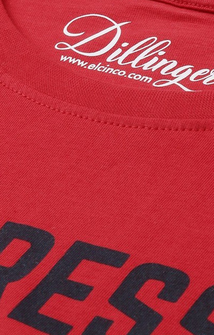 Women's Red Typographic Oversized T-Shirts