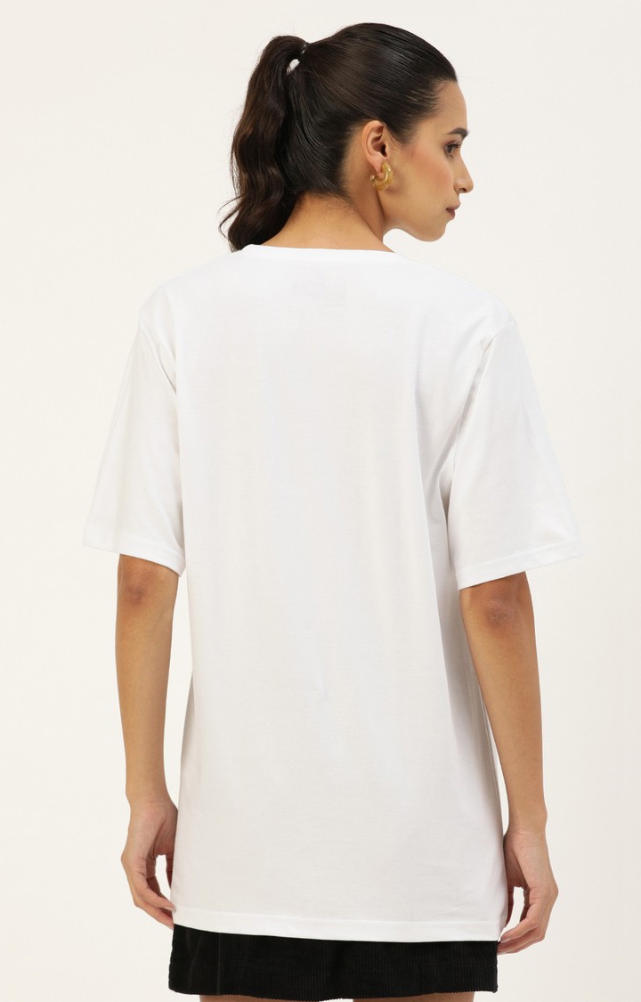 Dillinger | Women's White Typographic Oversized T-Shirts 3