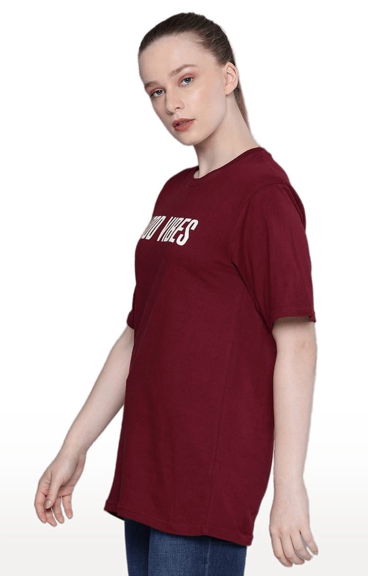 Dillinger | Women's Red Typographic Oversized T-Shirts 2
