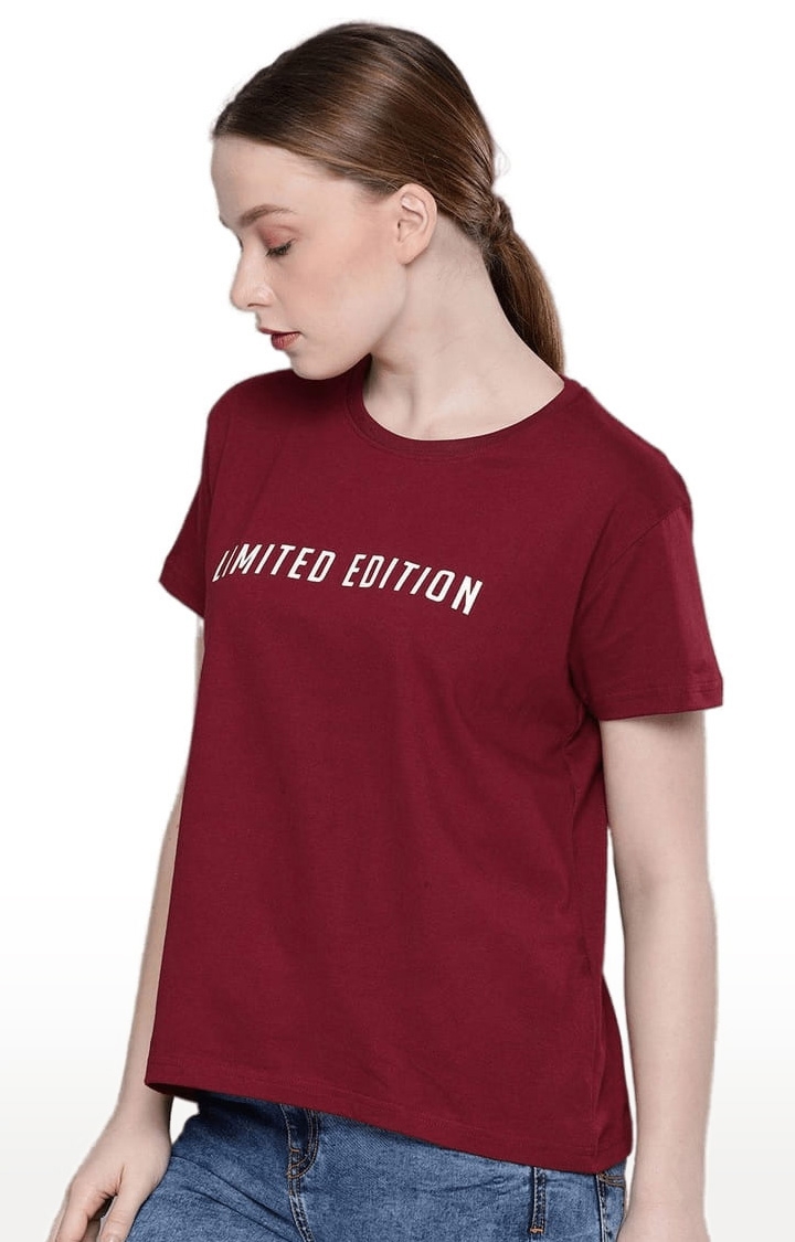 Dillinger | Women's Red Typographic Regular T-Shirts