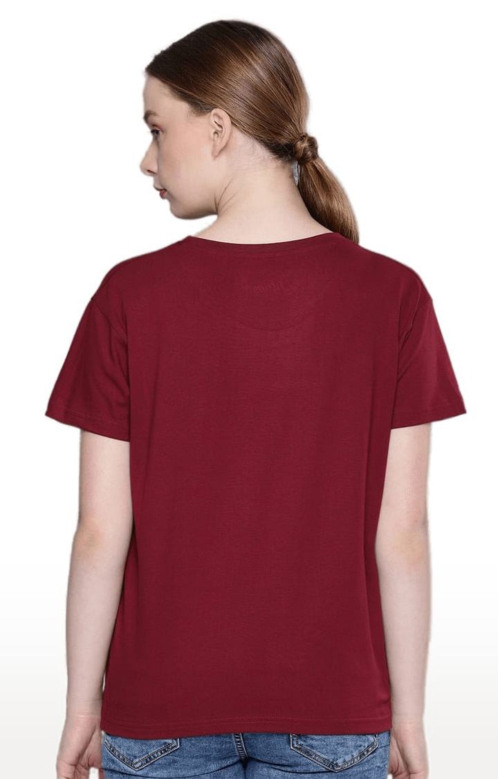 Women's Red Typographic Regular T-Shirts