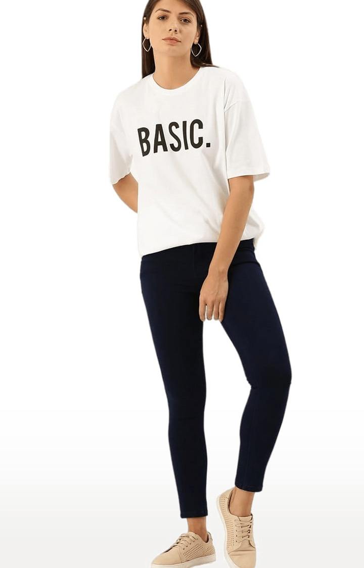 Women's White Typographic Oversized T-Shirts