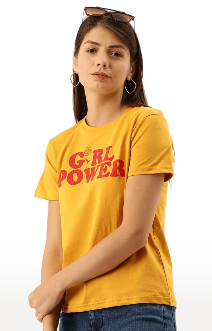 Dillinger | Women's Yellow Typographic Regular T-Shirts 2