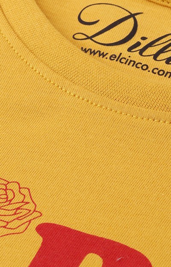 Dillinger | Women's Yellow Typographic Regular T-Shirts 4