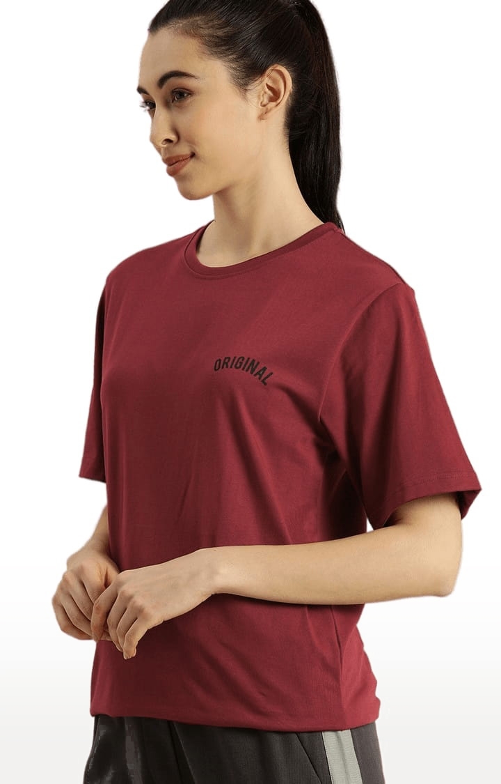 Dillinger | Women's Red Solid Oversized T-Shirts 2