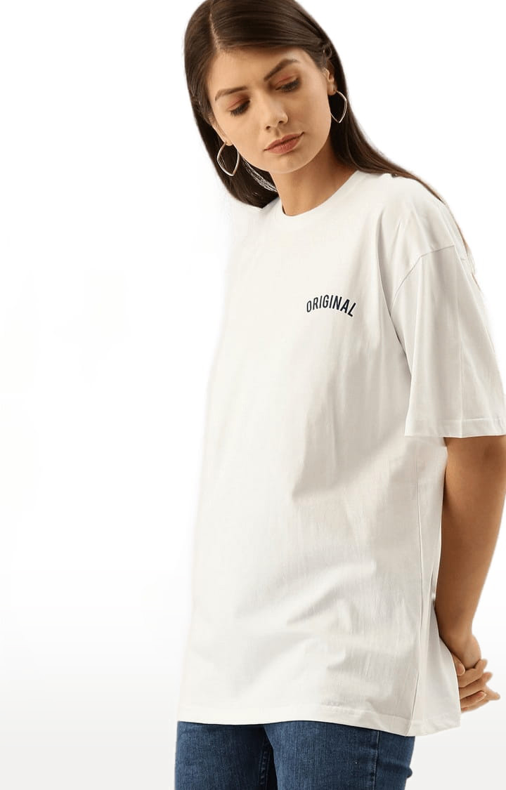 Women's White Solid Oversized T-Shirts