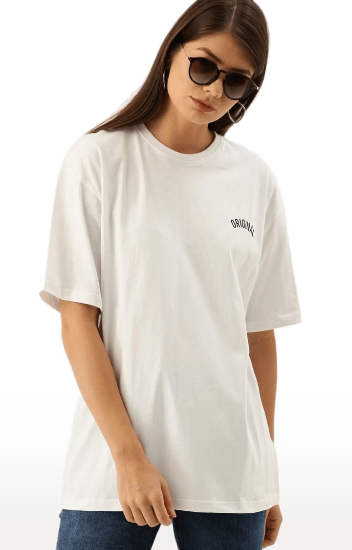 Dillinger | Women's White Solid Oversized T-Shirts