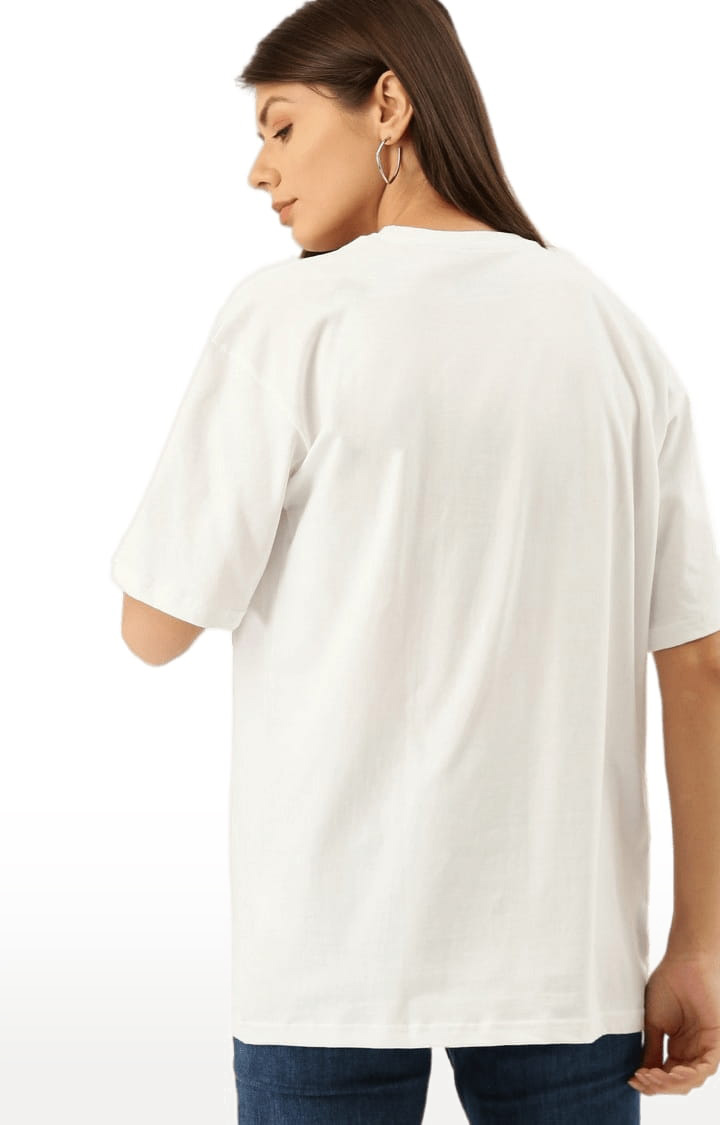 Women's White Solid Oversized T-Shirts