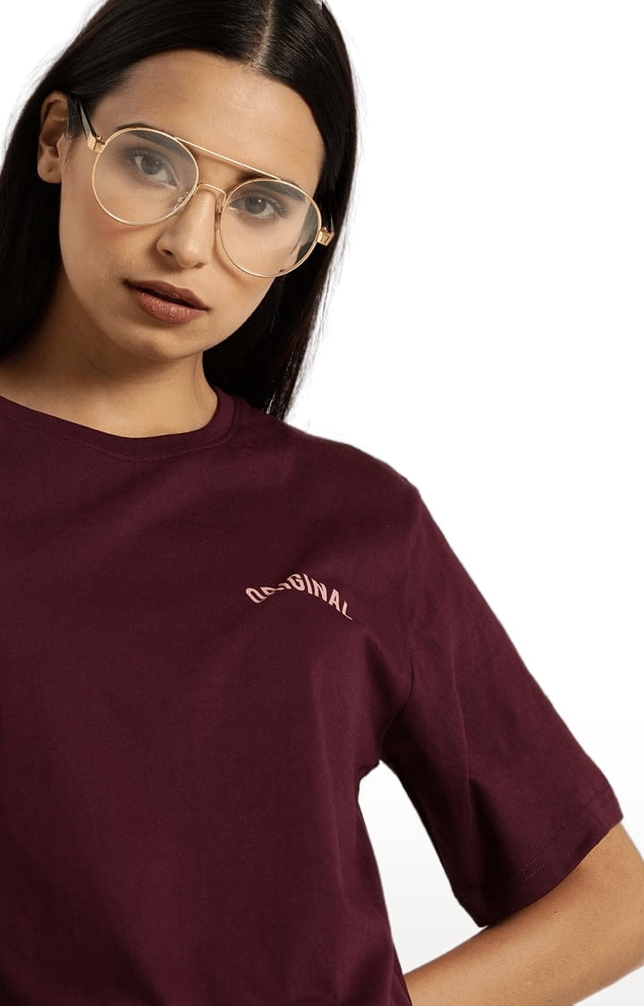 Dillinger | Women's Red Solid Oversized T-Shirts 3