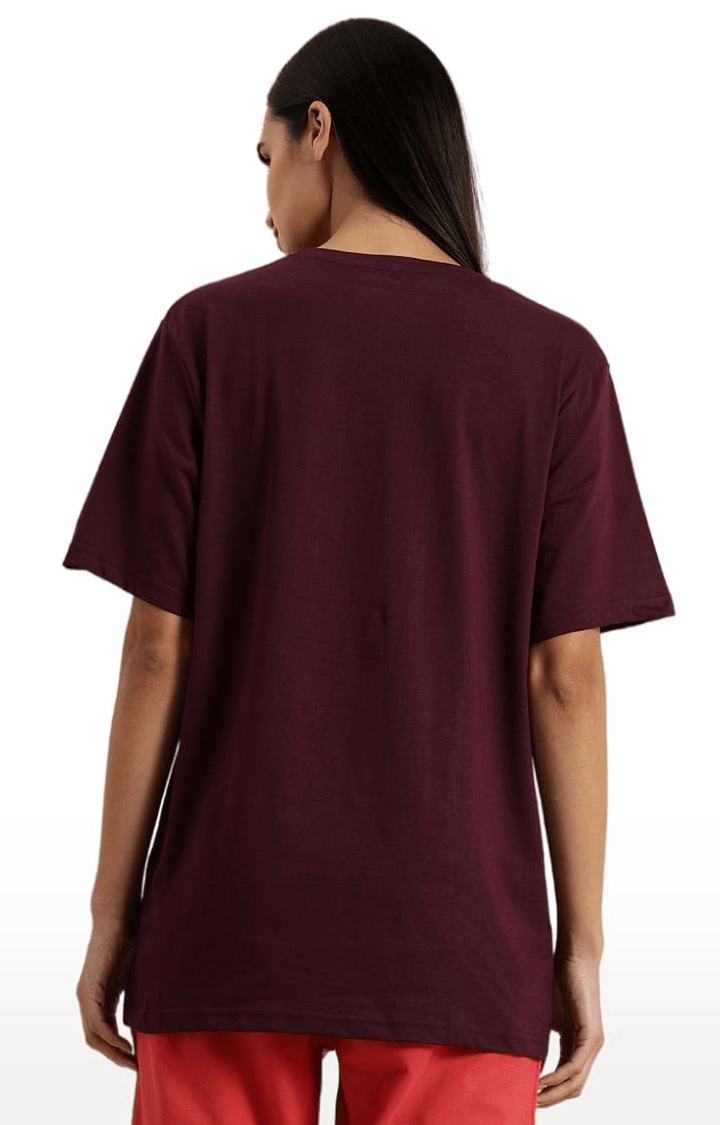 Dillinger | Women's Red Solid Oversized T-Shirts 2
