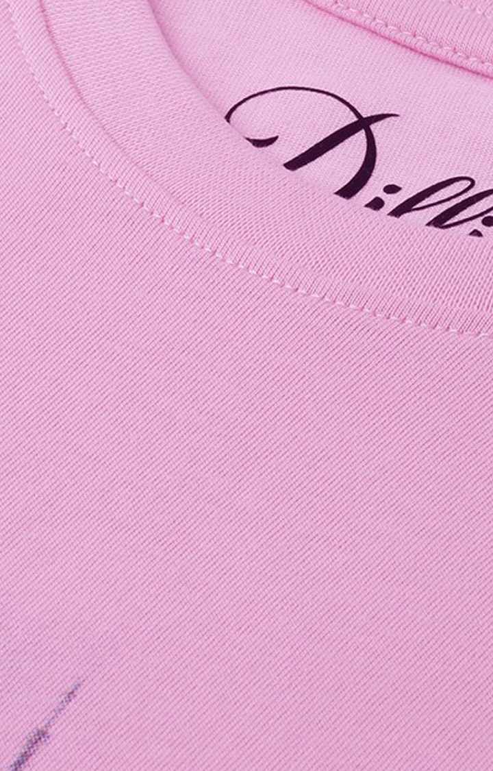 Women's Pink Graphics Oversized T-Shirts