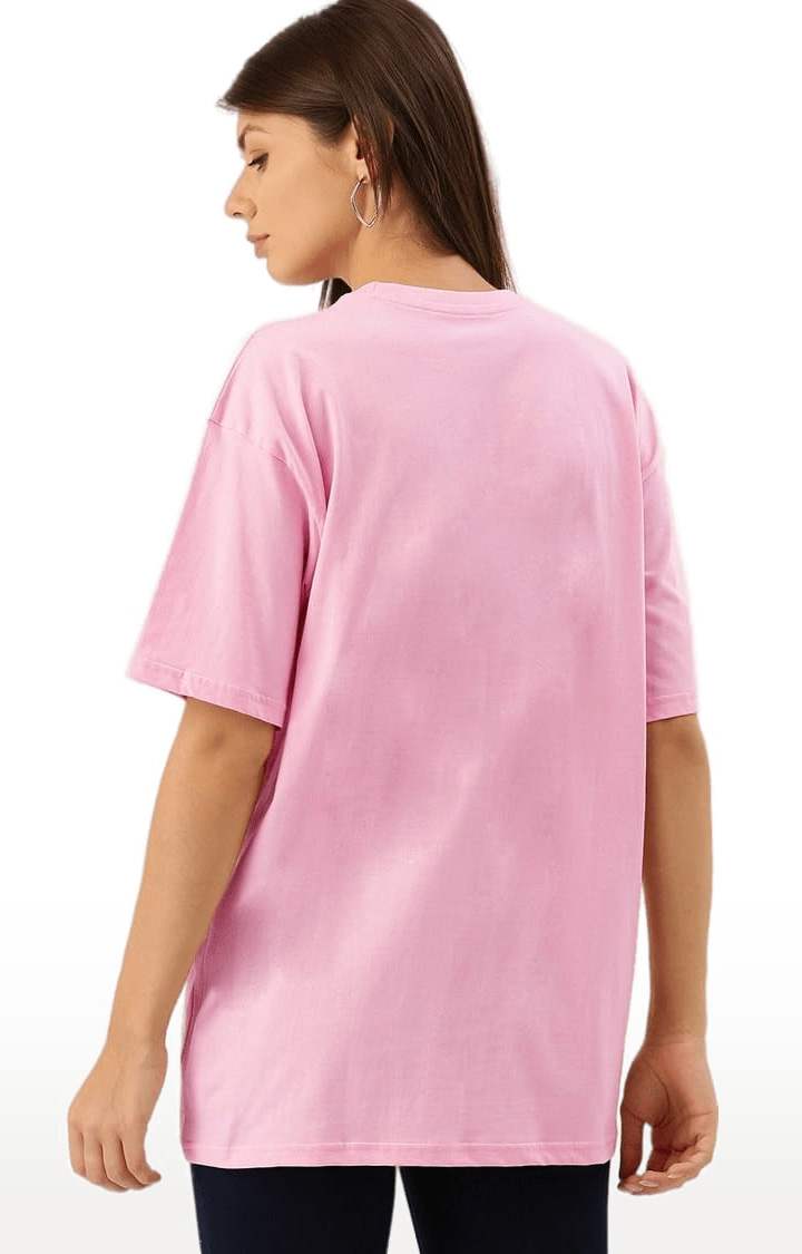 Women's Pink Graphics Oversized T-Shirts