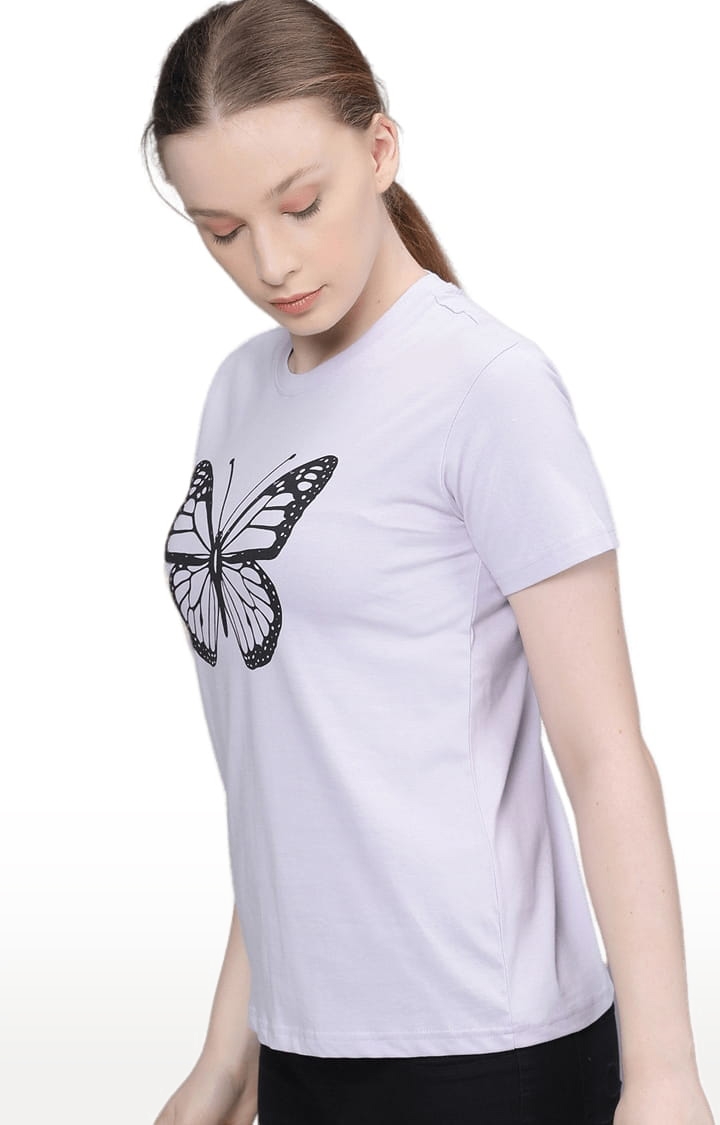 Women's Purple Graphics Regular T-Shirts