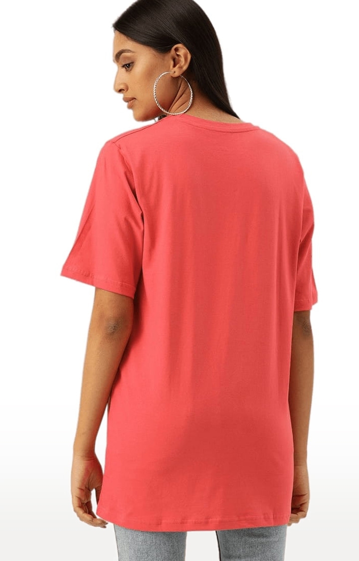 Dillinger | Women's Red Typographic Oversized T-Shirts 3