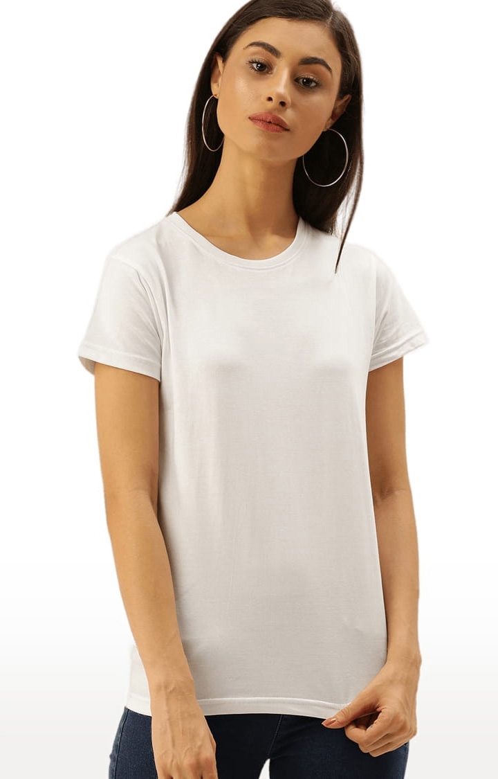 Dillinger | Women's White Solid Regular T-Shirts